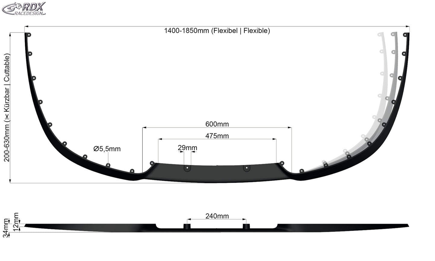 Universal Spoilerlippe CUP2.0 Frontspoiler Cup Spoiler Lippe Schwert